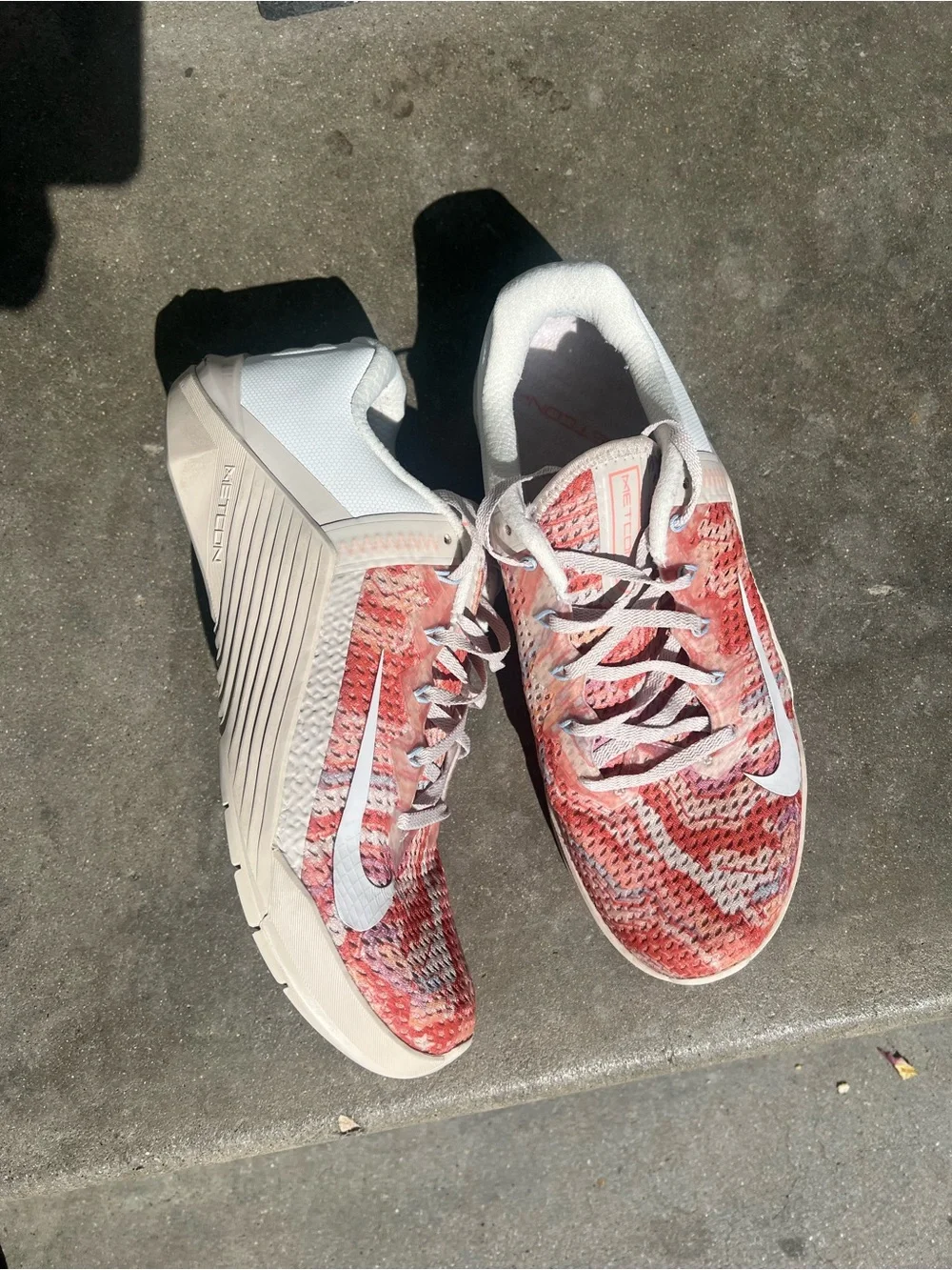 Nike Coral and White Knit Running Shoes